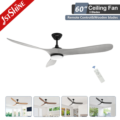 Fan Ceiling Decorative 3 Wooden Blades DC 6 Speed Remote Control Low Noise