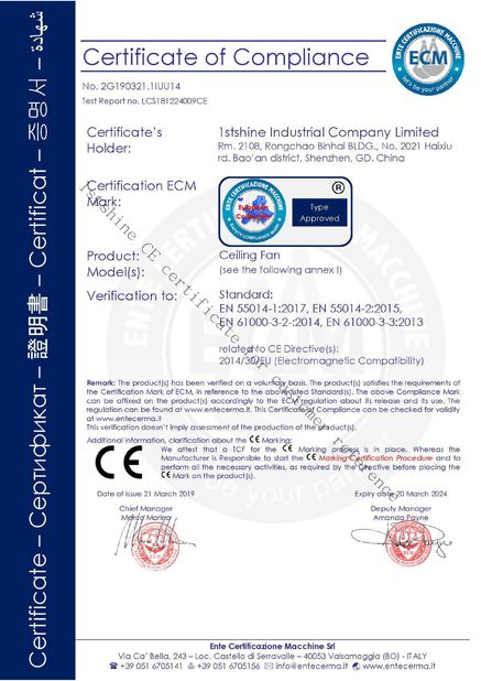 Çin 1stshine Industrial Company Limited Sertifikalar