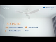 Işık DC Motorlu 3 Plastik Bıçaklı Suya Dayanıklı Tavan Vantilatörü Beyaz Led Tavan Vantilatörü