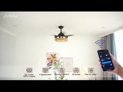 İpi Kafes Gizli Blade Tavan Fan Işık Uzaktan Kumanda Dc Motor ile