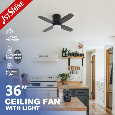 Kalite  36 Inch Modern Led Invisible Ceiling Fan Mini 4 Plywood Blades Low Profile Dimming Light fabrika