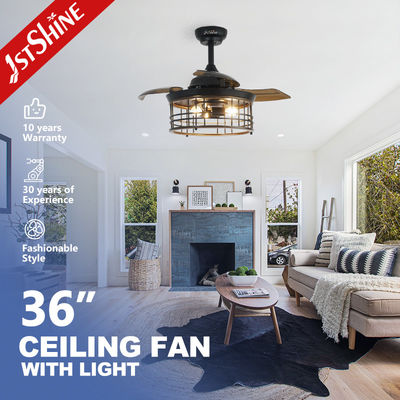 İyi bir fiyat. 36 inç kapalı çelik kafes E27*3 ampul LED görünmez tavan fanı geri çekilebilir bıçağı ile çevrimiçi